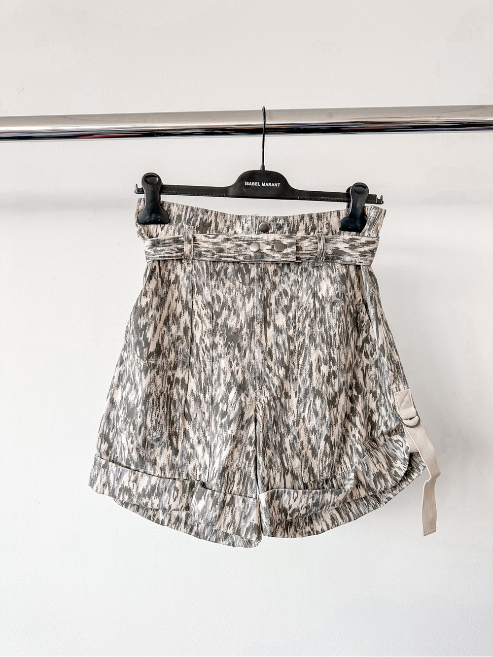 Isabel Marant Etoile Kaloscoe Belted Printed Shorts High Size 36